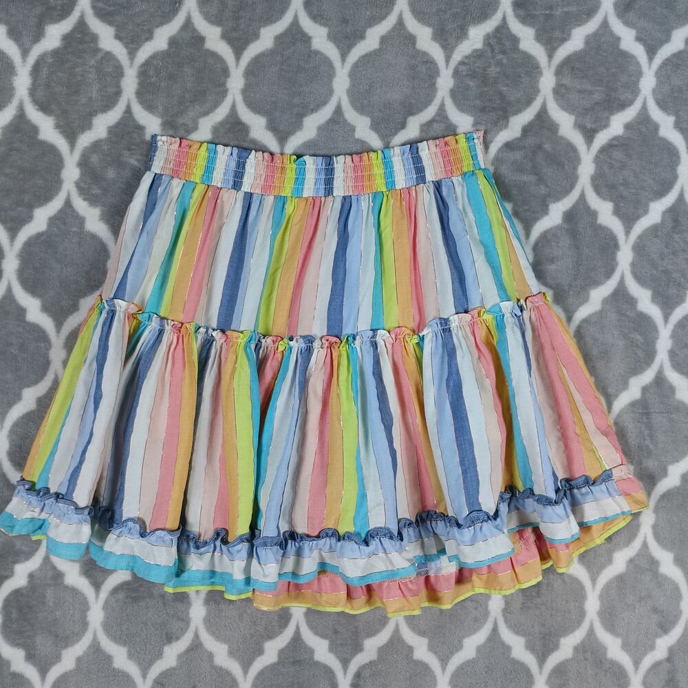 Shore Brand Skort Size Small Multicolor Striped Ruffle High Low Pastel